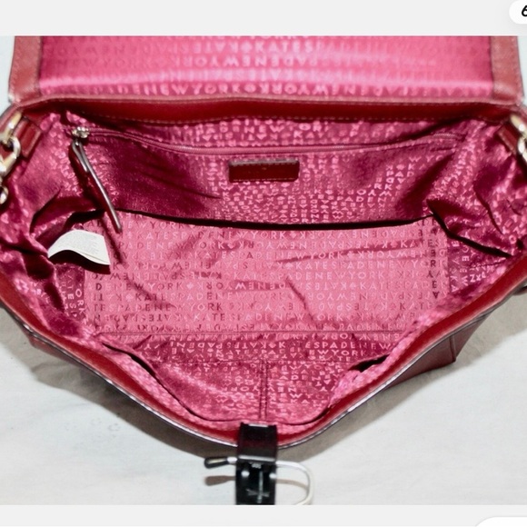 Kate Spade Maroon Leather Way Lilah Top Handle Bag, Card Holder, Dust Bag - Picture 14 of 15